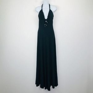 Dai Moda Women's M Jumpsuit Black Cross-Back Wide Leg Keyhole Halter NWT CW25